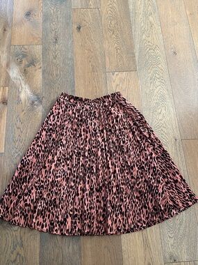 Pleated brown and black Leopard Print  Skirt